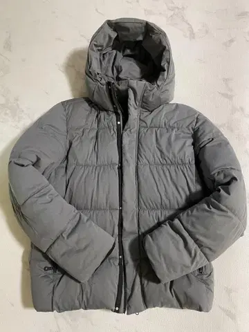 그레이 후드 부착 다운 자켓 L 사이즈