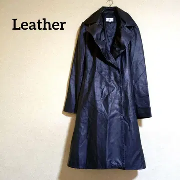 여성용 천연 가죽 양가죽 시어링 레더 트렌치코트 블랙