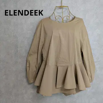 ELENDEEK 볼륨 플레어 블라우스 긴팔 베이지 F