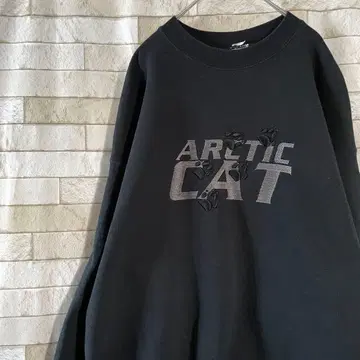 맨투맨 센터 자수 입체 CAT 속기모 블랙