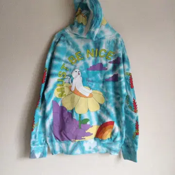 새상품급 RIPNDIP 립 프린트 속기모 타이다이 패턴 후드티