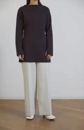 Hybrid heneycomb 보트넥 tops 아이보리