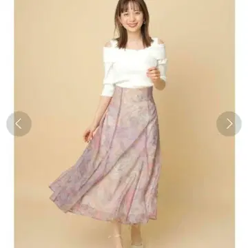 Rirandture 페인트 플라워 오간자 스커트