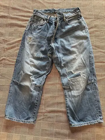 Sanca 데미지 데님 팬츠 라이트 블루