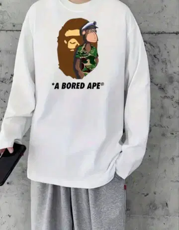 A Bored Ape 롱슬리브 티셔츠 L 사이즈 화이트