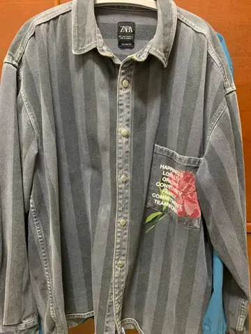 ZARA 스트라이프 꽃무늬 셔츠 L