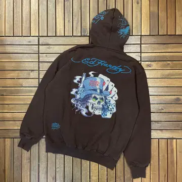 00s Ed Hardy 맨투맨 집업 후드티 큐빅