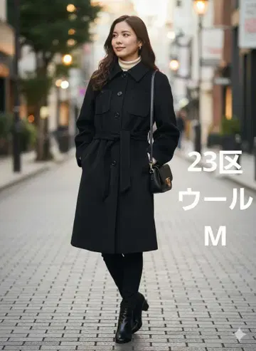 [새상품급] 23구 블랙 코트 허리 벨트 포함 38