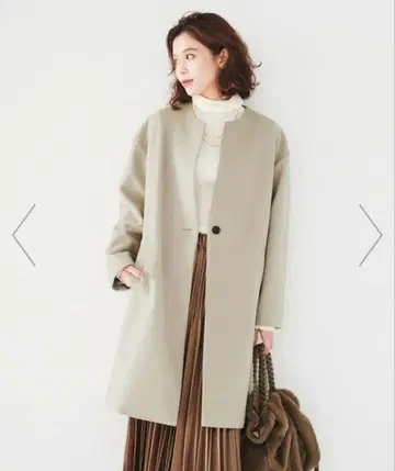 언타이틀 일본제 캐시미어 혼방 노카라 코트 베이지 1