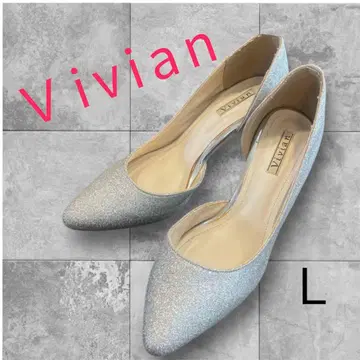 VIVIAN 실버 라메 스틸레토 하이힐