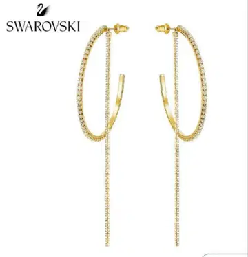 스와로브스키 핏 후프 귀걸이 골드