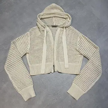 NKNIT 메쉬 니트 집 후디