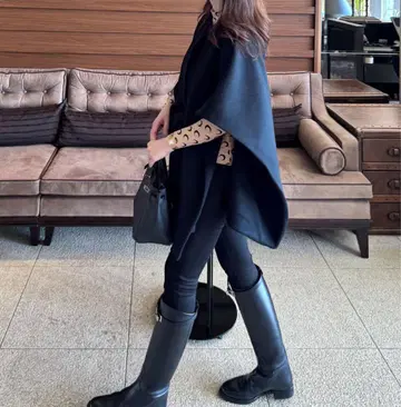 누이토 더블 레이어드 판초 Black