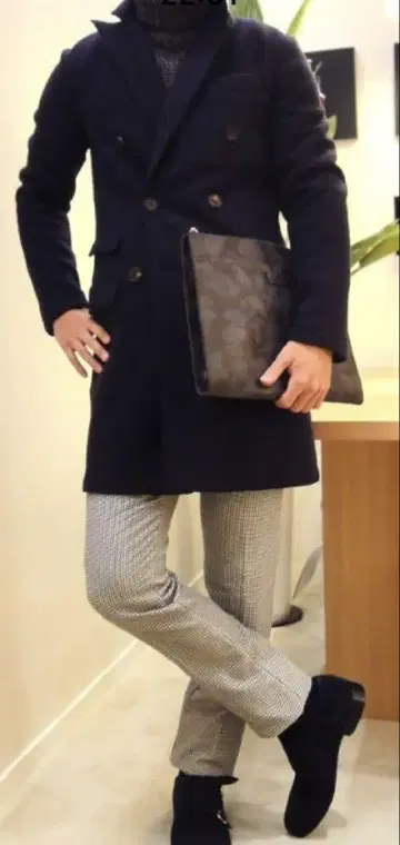 완판 eleventy 압축 울 저지 체스터 코트 XS S 네이비