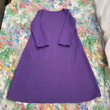 린넨 롱 원피스 A라인 라벤더색 핸드메이드