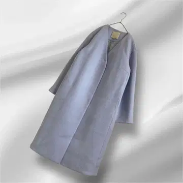 빅 사이즈! 자유구 리버 코트 노카라 울 라이트 블루