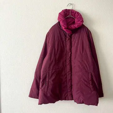 다운 자켓 마젠타 하이넥 가을/겨울 도톰 하운드투스 패턴