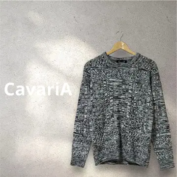 [ CavariA ] 도시적인 모노톤! 자카드 편직 크루넥 니트