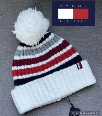 TOMMY HILFIGER 스트라이프 니트 모자 OS/TU 비니