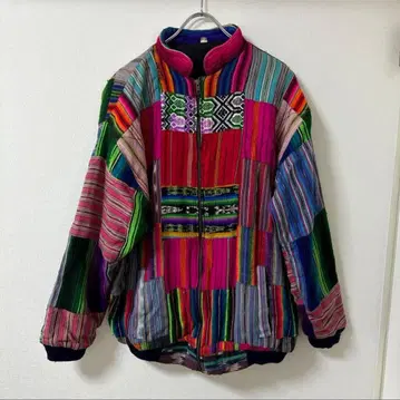 과테말라제 컬러풀 패치워크 자켓 구제 의류 블루종
