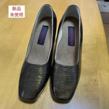 브라운 크로커다일풍 플랫 펌프스