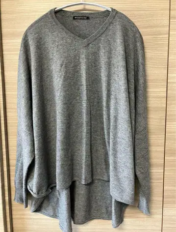 mizuiro ind 울 혼방 V넥 와이드 풀오버 프리