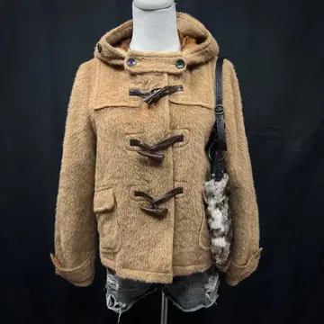 페어리 그런지 헤이세이 갸루 y2k 더플 코트 알파카모 후드 부착