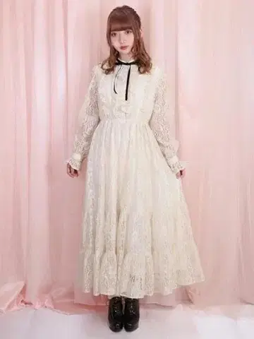 Ank Rouge 빈티지풍 레이스 롱 원피스