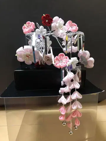 시치고산 여자아이 꽃 모티브 머리 장식 세트