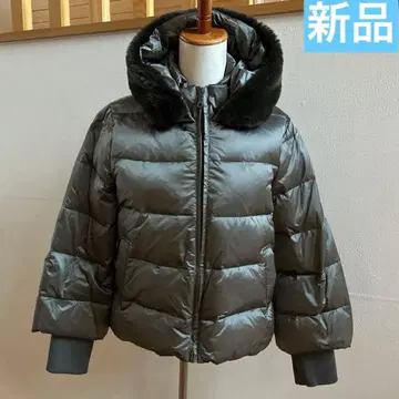 새상품 퍼 후드 그레이 다운 자켓