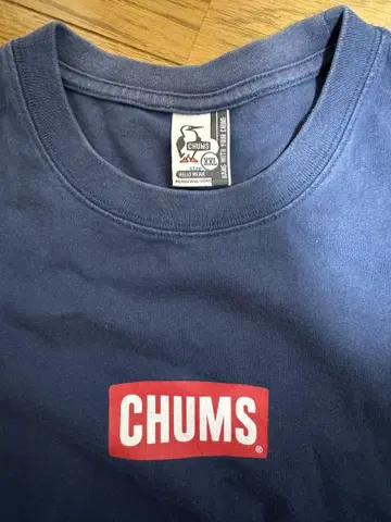 CHUMS 네이비 로고 T셔츠 XXL