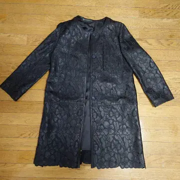 꽃무늬 자수 가죽 코트 여성용 L 사이즈 상당 양가죽