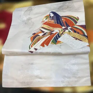 나고야 오비 카구야 공주 패턴 자수 순수 실크 고후쿠야 탄바야