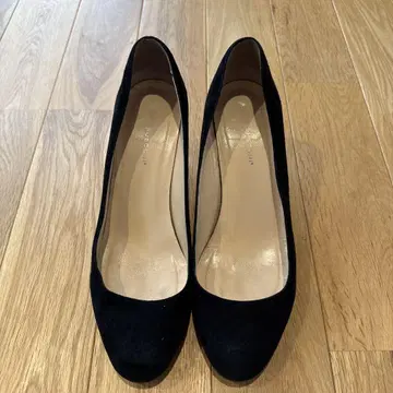 파비오 루스코니 블랙 스웨이드 오픈토 힐 약 7cm
