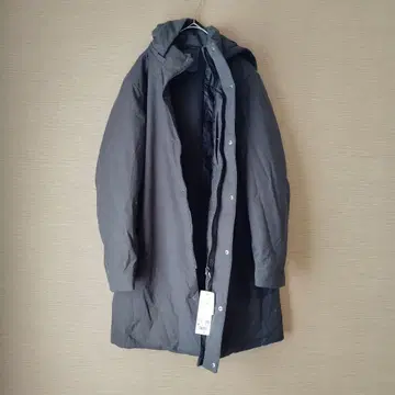 유니클로 하이브리드 다운 오버 사이즈 코트 Dark Gray M 발수
