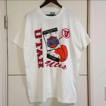 유타 대학 90s 구제 의류 T셔츠 칼리지 농구 빅 실루엣
