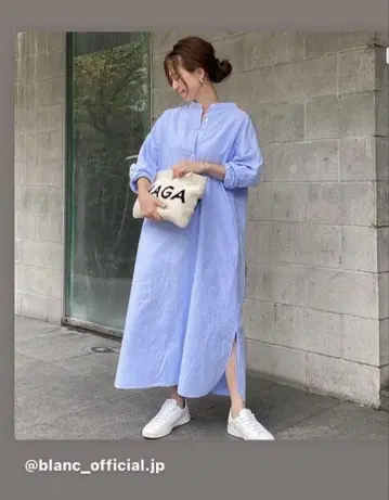 BLANC 블랑 셔츠 원피스 블루 셔츠