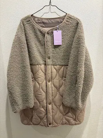 베이지 보아 퀼팅 자켓