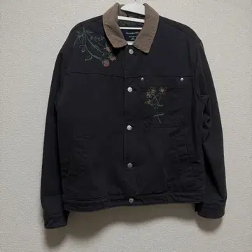 아바클로 충전솜 자켓 꽃무늬 자수 짧은 기장 충전솜