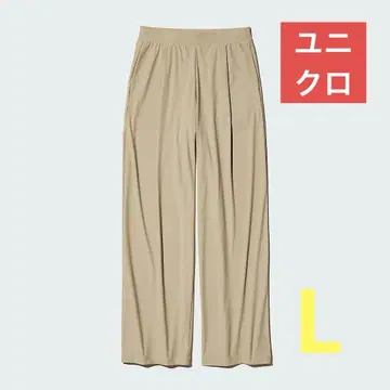 유니클로 울트라 스트레치 에어리즘 와이드 팬츠 베이지 L