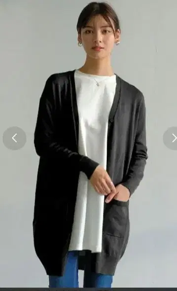 니트 가디건 하이 게이지 니트 블랙 84cm