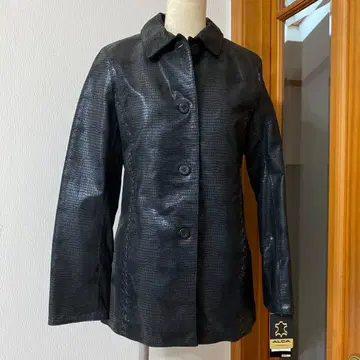 블랙 가죽 버튼 코트 자켓 택 포함 라이더스 바이크