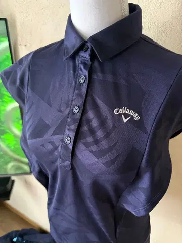 Callaway 캘러웨이 네이비 패턴 피케 셔츠