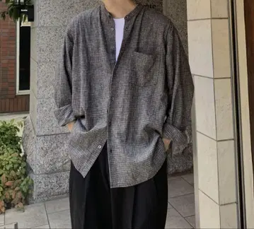 confect 컨팩트 핑 체크 밴드 카라 셔츠