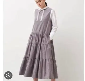 yori 요리 18AW 코듀로이 티어드 원피스 그레이 36 새상품급