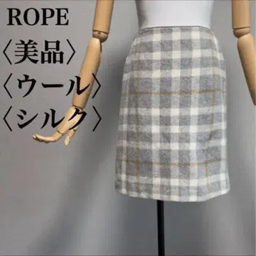 새상품급 ROPE 로페 울 실크 혼방 체크 무늬 타이트 스커트 36 M