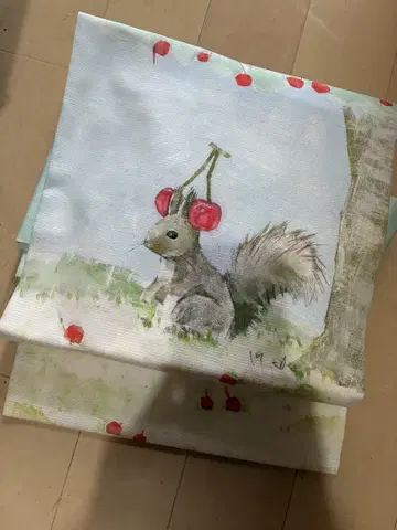 고후쿠야산닷컴 여름용 나고야 오비 다람쥐 체리