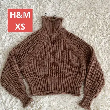 H&M 브라운 하이넥 니트 스웨터
