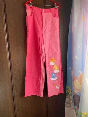케어베어 프린트 핑크 팬츠