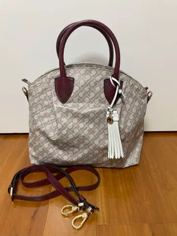 GHERARDINI 베이지 와인 레드 핸드백